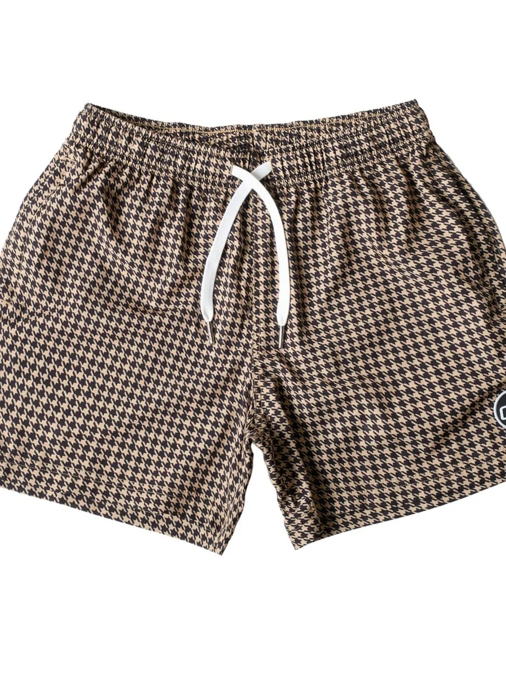 Cove Houndstooth Drawstring Athletic Shorts - Brown/Black
